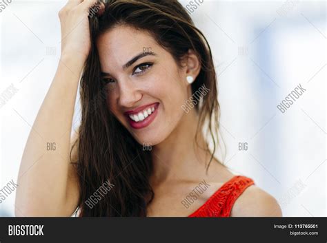Smiling Brunette Image Photo Free Trial Bigstock