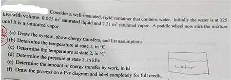 Solved Consider A Well Insulated Rigid Container That Chegg