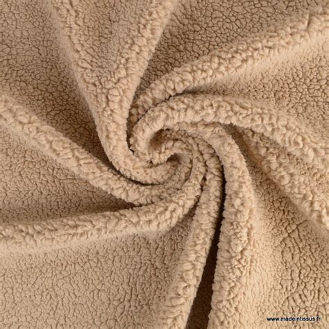 Tissu Maille Fausse Fourrure Toute Douce Sherpa Coloris Beige Ourson