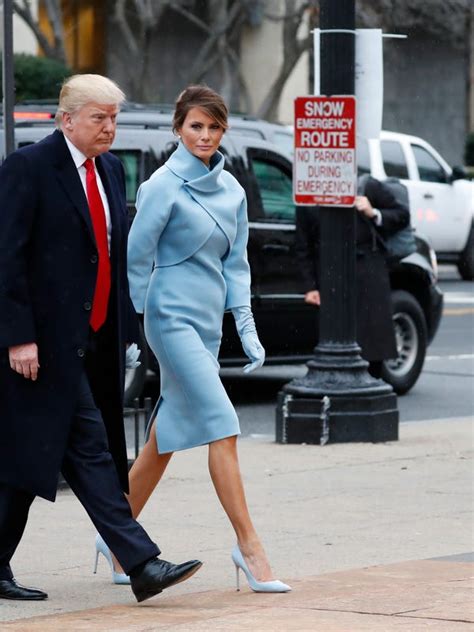 Melania Trump Debuts Sky Blue Ralph Lauren Inaugural Outfitand An Updo