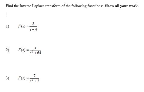 [solved] Find The Inverse Laplace Transform Of The Following Functions Course Hero