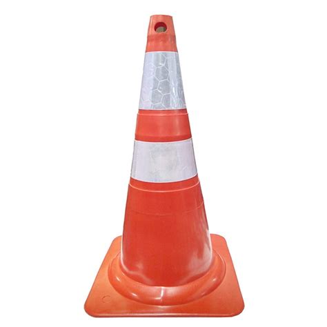 Cone de Sinalização Refletivo Flexível 75 cm Laranja e Branco pvc