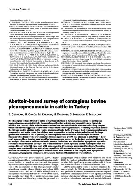 PDF Abattoir Based Survey Of Contagious Bovine Pleuropneumonia In