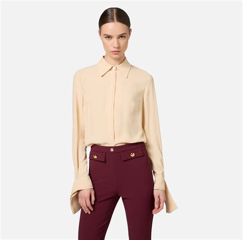 Camicia In Georgette Con Polsi Ricamati Elisabetta Franchi