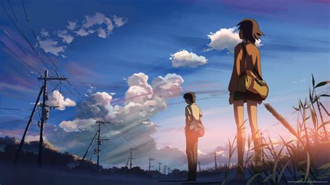 507734 Makoto Shinkai 5 Centimeters Per Second Clouds Sunlight Grass