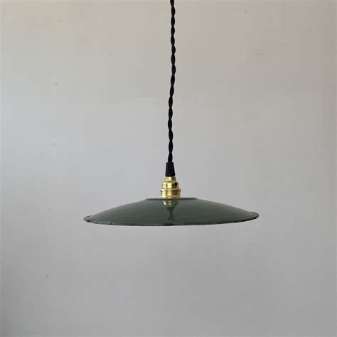 Ancienne Suspension Emaillee Bleu Gris Industrielle Luckyfind