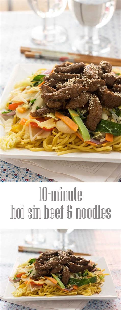 10 Minute Hoi Sin Beef And Noodles Recipe Beef Beef And Noodles Vegan Japanese Food