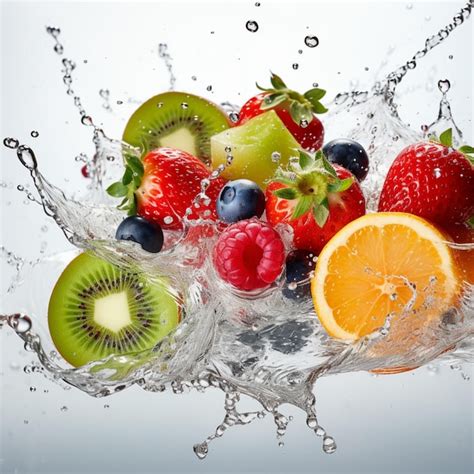 Premium Ai Image Photo Of Some Fresh Fruit Between Splashes Of Water