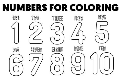 Numbers For Coloring Worksheets For Kids