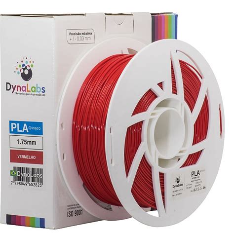 Filamento Impressora 3D DynaLabs PLA Vermelho 1Kg Tecnocubo