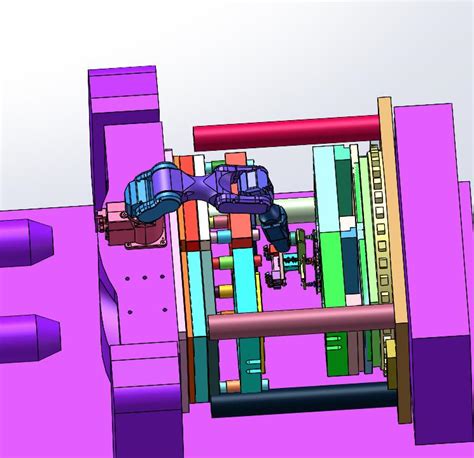六轴机械手上下料辅助桶塑料注塑成型机step 模型图纸下载 懒石网