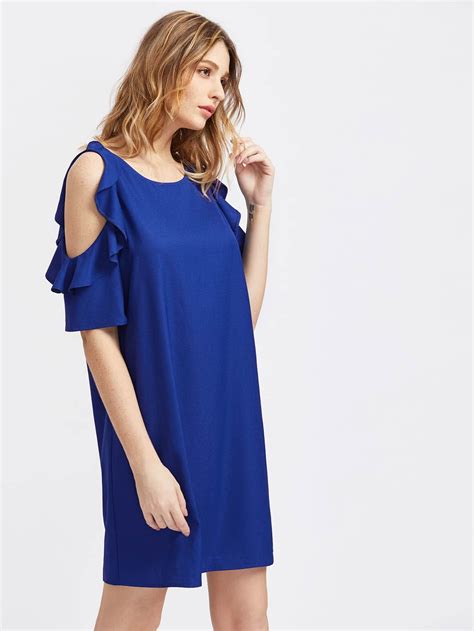 Frilled Open Shoulder Dress SheIn Sheinside