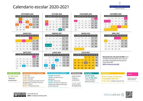 Calendario Escolar 2020 2021 En Asturias