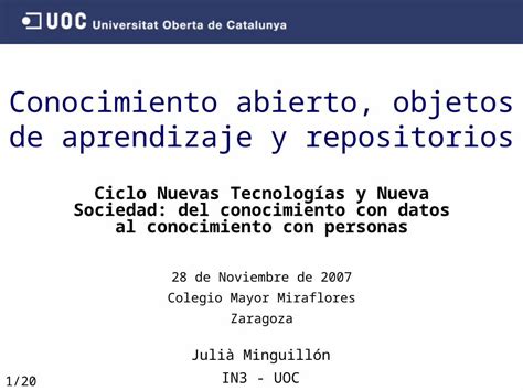 Ppt Conocimiento Abierto Objetos De Aprendizaje Y Repositorios