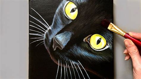 Step By Step Acrylic Painting Black Cat