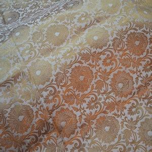 Brocade Fabric In Cream Gold Weaving Banaras Brocade Wedding Dress