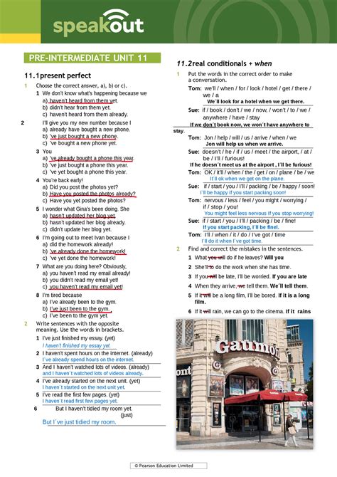 Speakout Grammar Extra Pre Intermediate Unit Grammar Pearson