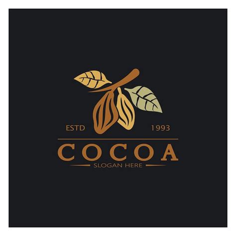 Premium Vector Cocoa Logococoa Beancocoa Treecocoa Branches And