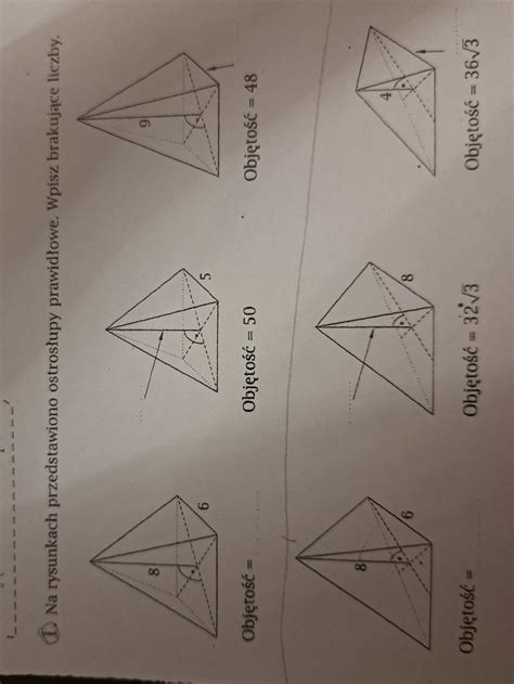 Na rysunkach przedstawiono ostrosłupy prawidłowe Wpisz brakujące