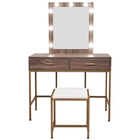 Туалетный Столик с Зеркалом и Подсветкой + Табурет AVKO ADT13 Walnut ...