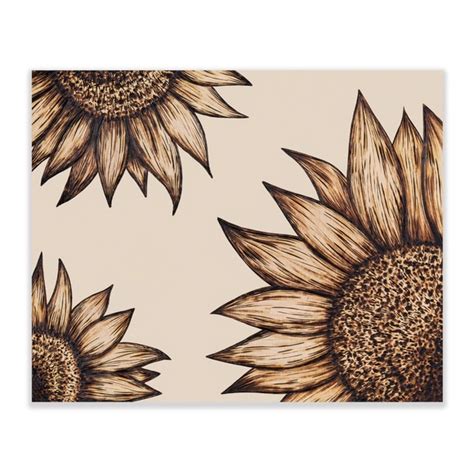 Artisan Art Sunflower Wood Burning Print Unframed X Print From