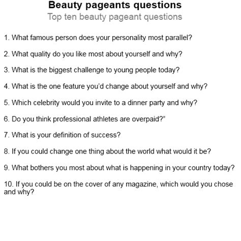 Beauty Pageant Questions And Answers Beauty Pageant Question