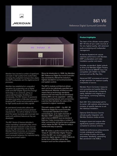 Pdf Reference Digital Surround Controller Meridian Audio Audio