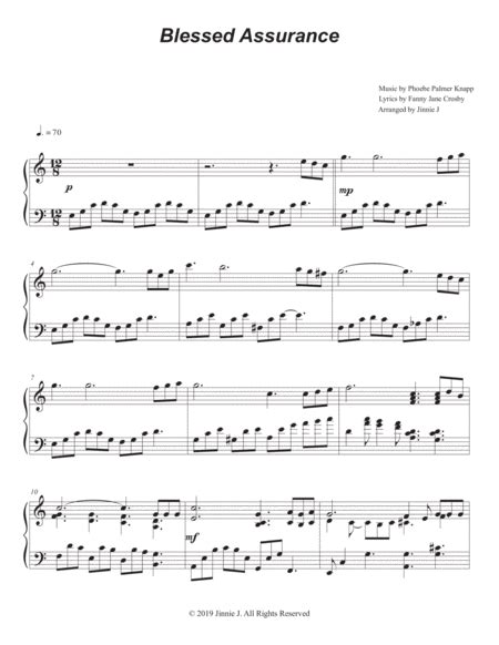 Blessed Assurance Piano Hymn Arrangement Arr Jinnie J By Phoebe