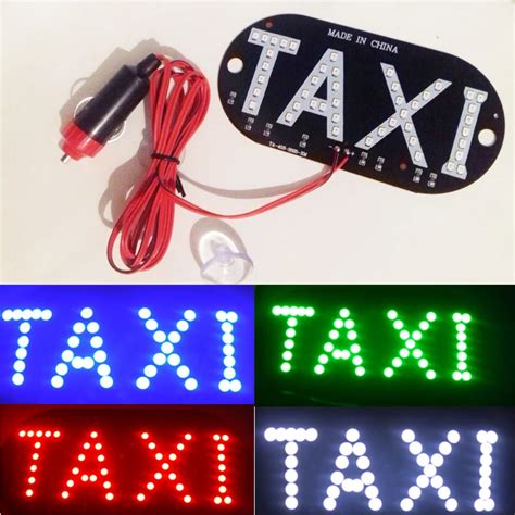 Mm X Mm Taxi Led Car Windscreen Cab Indicator Lamp Sign Blue Green