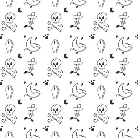 Premium Vector Halloween Seamless Pattern In Doodle And Sketch Style