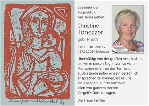 Christine Tonezzer Aus Schlanders Trauerhilfe It Das S Dtiroler