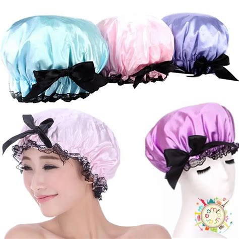 1pcs Shower Hat Lovely Thick Women Shower Satin Hats Colorful Bath