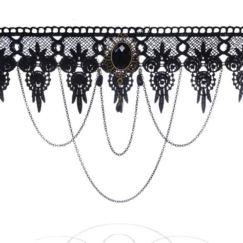 New Collares Sexy Gothic Chokers Crystal Black Lace Necklace Vintage