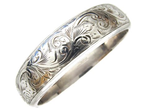 Silver Engraved Bangle - The Antique Jewellery Company