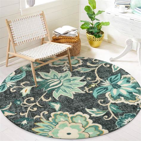 Amazon Lahome Floral Ft Round Rug Washable Soft Boho Circle Rug