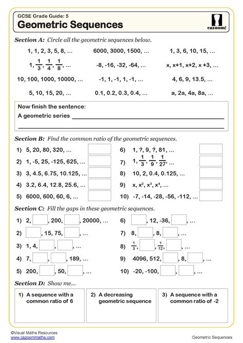 Patterns Sequences Worksheet