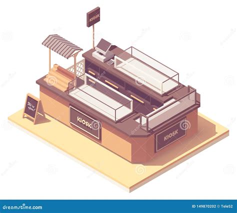 Vector Isometric Mall Retail Kiosk Stock Vector Illustration Of