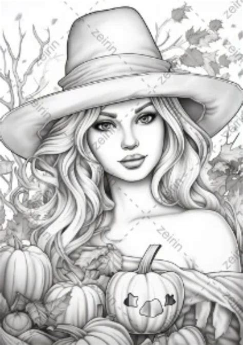 40 Cute Witches Coloring Pages Printable For Adults Grayscale Coloring