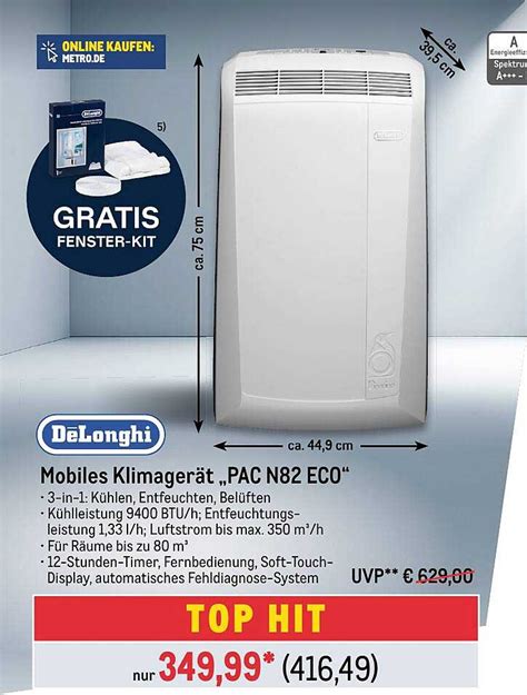 Delonghi Mobile Klimagerät PAC N82 ECO Angebot bei METRO 1Prospekte de