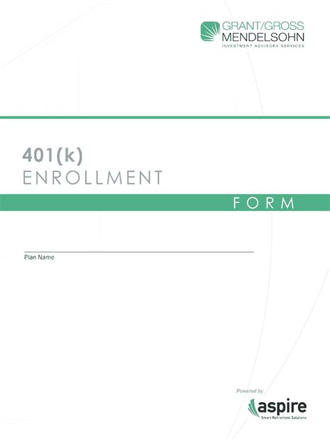 Fillable Online 401k Enrollment Form Master Grantgrossmendelsohn Fax Email Print Pdffiller