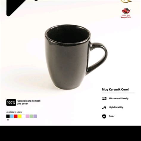 Jual Mug Hitam Corel Cangkir Gelas Gagang Keramik Porselen Teh Kopi