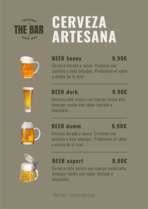 Carta de cerveza artesana a editar Menú de bebidas Tienda de licor