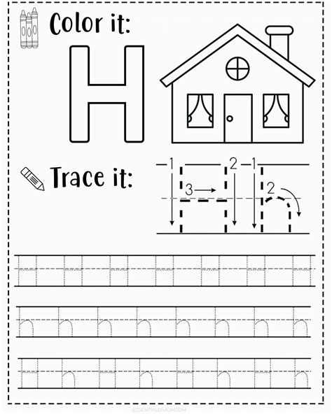 The Letter H Tracing Pages For Kids - Letter Tracing Worksheets 