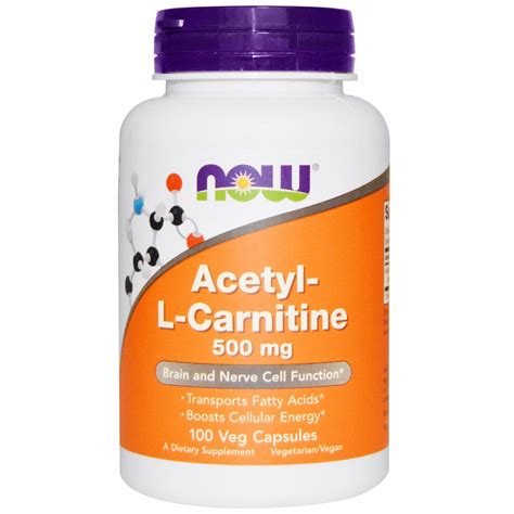 Now Foods Acetyl L Carnitine 500 Mg 100 Veg Capsules Byclue