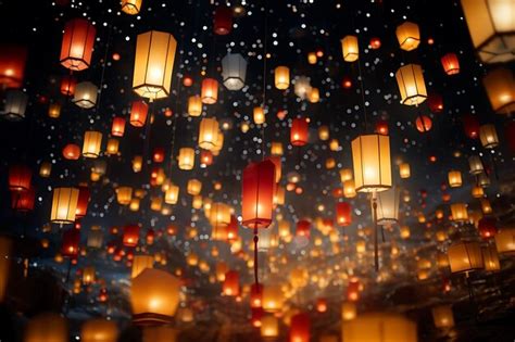 Premium Ai Image Frame Of Festive Paper Lanterns Illuminating New Years Eve I New Year Eve