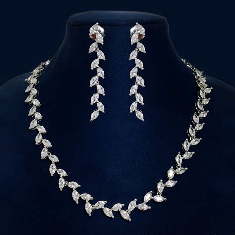 Vine Necklace Crystal Leaf Diamond Necklace Diamante Necklace Crystal