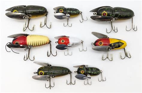8 Antique Heddon Crazy Crawler Fishing Lures Auction