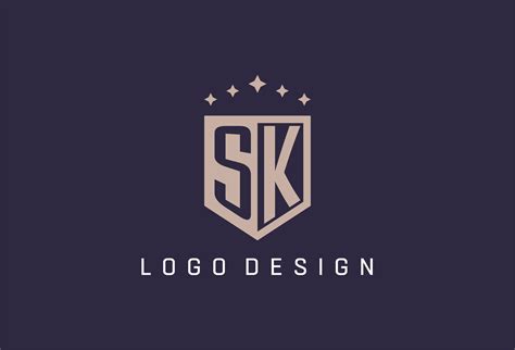 sk initial shield logo icon geometric style design  vector art