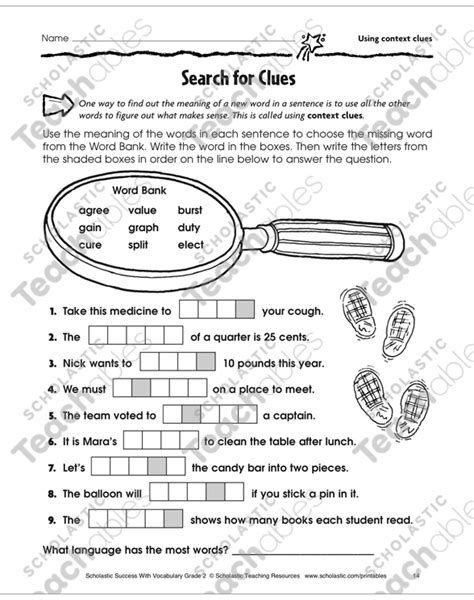 Context Clues Grade 3 Collection Printable Differentiation Worksheets Library