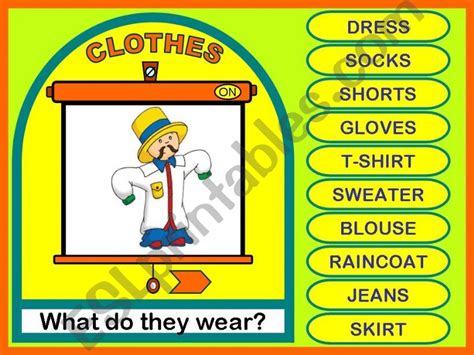 Esl English Powerpoints Clothes Game